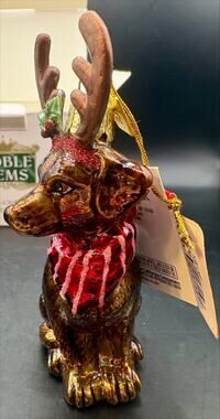 Noble Gems™ Labrador Retriever With Antlers Kurt Adler Glass Ornaments